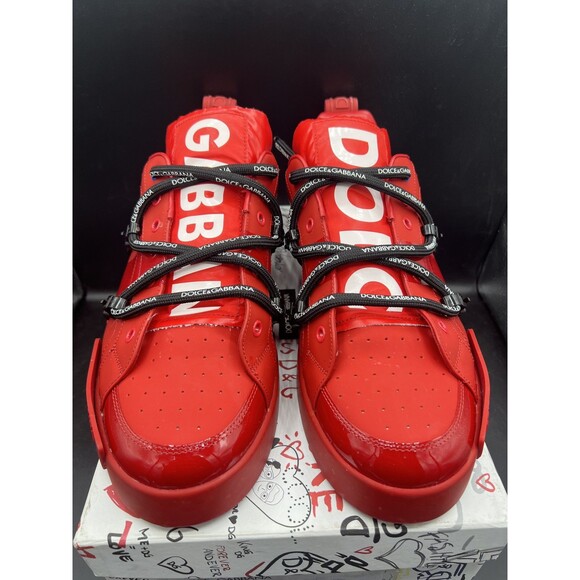 Dolce & Gabbana Portofino Calfskin Leather Red Sneakers EUR 45 / US 12 W/BOX main image 16